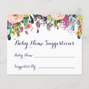 Tarjetas de sugerencia de nombres Baby Shower de f