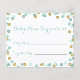 Tarjetas de sugerencia de nombres Baby Shower Mint