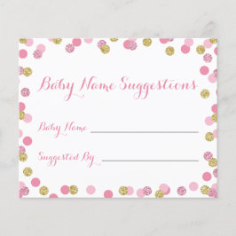 Tarjetas de sugerencia de nombres Baby Shower rosa