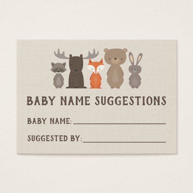 Tarjetas de sugerencia de nombres Baby Shower Wood (Frente)