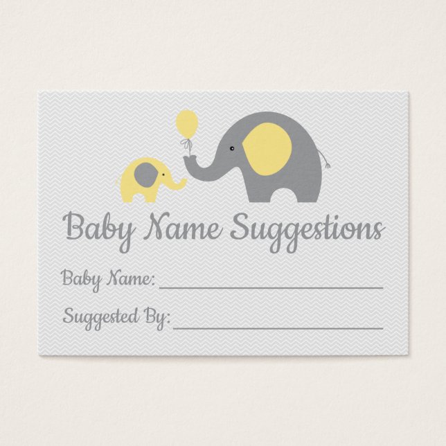 Tarjetas de sugerencia de nombres de Baby Shower p (Frente)