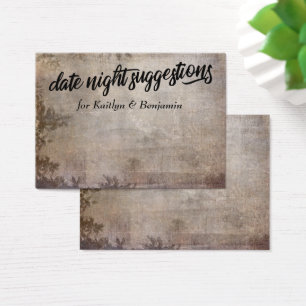 Tarjetas de sugerencias de noche de cita de beige