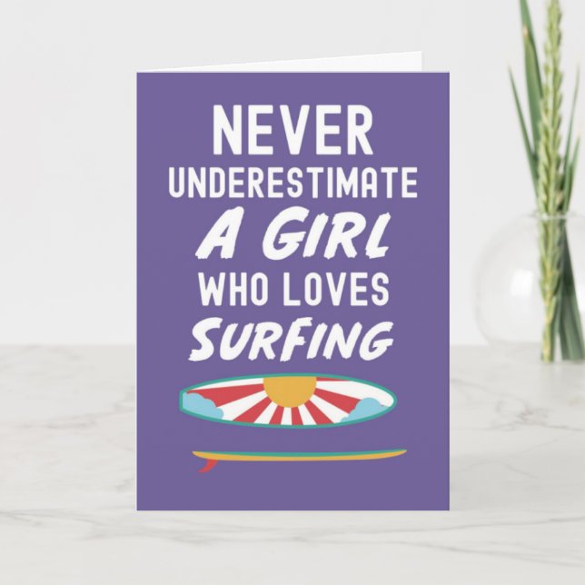 Tarjetas de surfista rosa lindas para niñas que pr (Anverso)