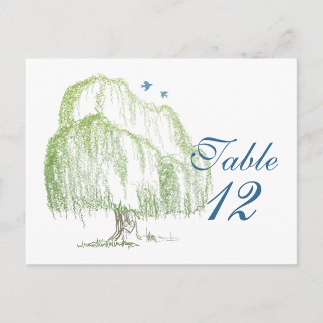 Tarjetas de tabla Boda de árbol Willow (Anverso)