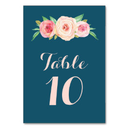 Tarjetas de tabla Boda floral rosa azul de la mari