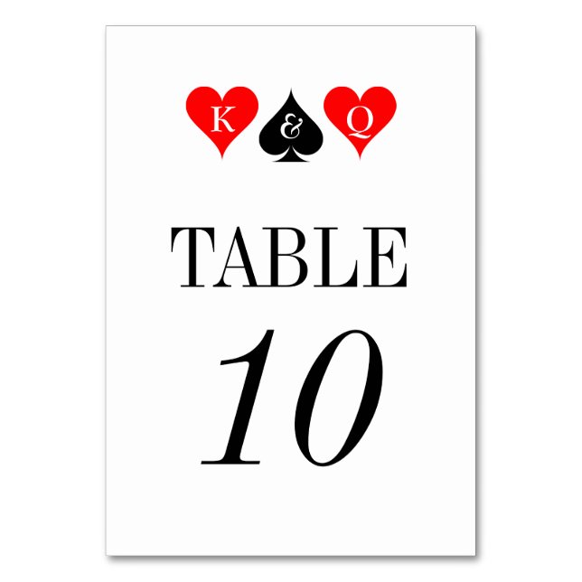 Tarjetas de tabla boda Romantic Las Vegas (Anverso)