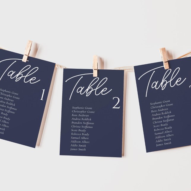 Tarjetas de tabla de Boda azul de la Marina (Subido por el creador)