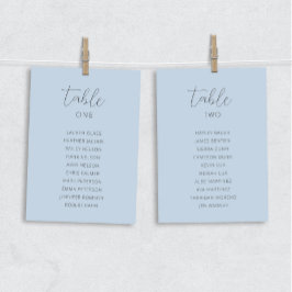 Tarjetas de tabla de Boda azul turbio