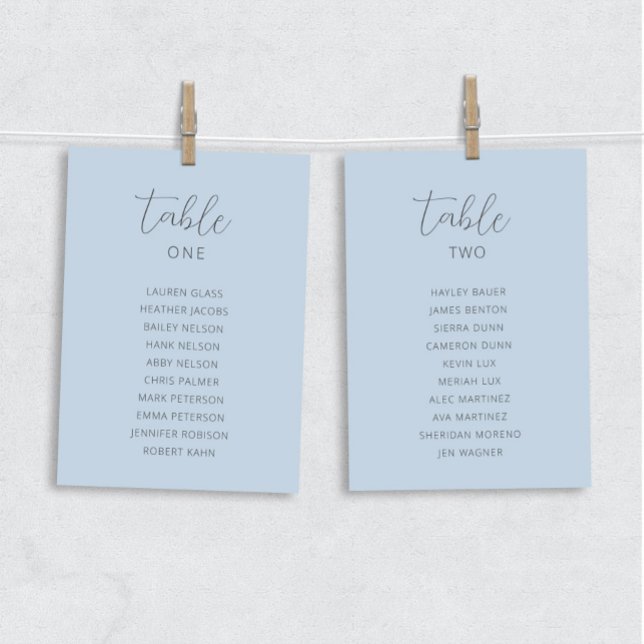 Tarjetas de tabla de Boda azul turbio (Subido por el creador)