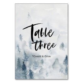 Tarjetas de tabla de Boda de bosque de color acuát