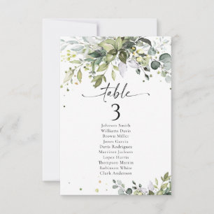 Tarjetas de tabla de Boda de verde