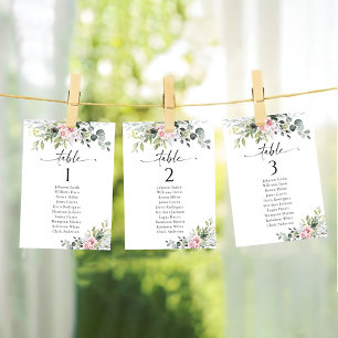 Tarjetas de tabla de Boda rosa Rubor