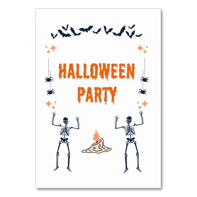 Tarjetas de tabla de la fiesta de Halloween (Reverso)