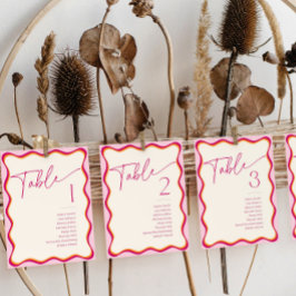 Tarjetas de tabla de nombres de los bordes ondulad