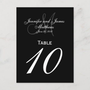 Tarjetas de tabla de números de Boda de monograma