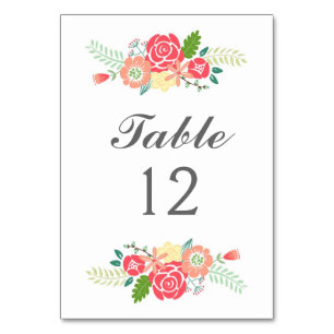 Tarjetas de tabla de números de tabla simplemente 
