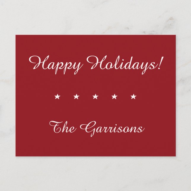 Tarjetas de tabla de vacaciones de personalizable  (Anverso)