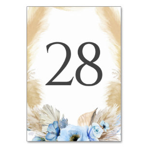 Tarjetas de tabla número de Boda azul turbulento d