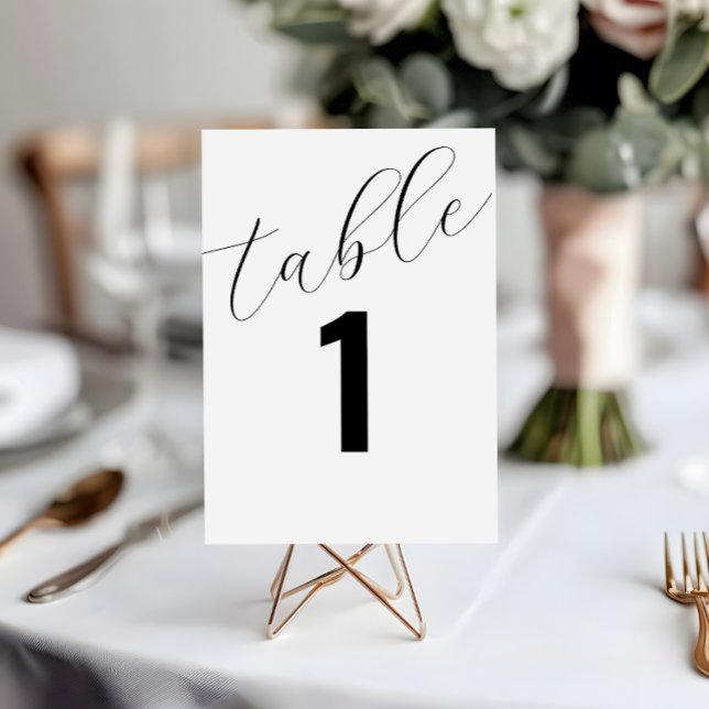 Tarjetas de tabla simple Boda número de tabla de a (Elevate your wedding experience with our beautifully designed minimalist table number card.)