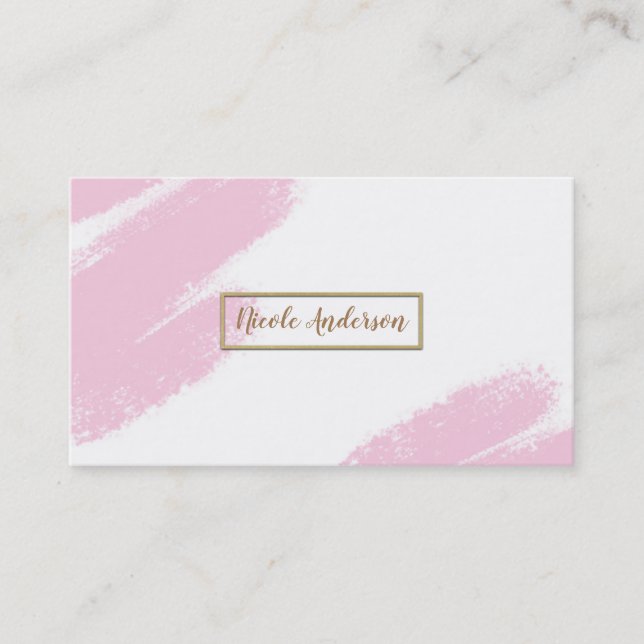 Tarjetas de Tarjeta Rosa Blanca y Oro Moderno Mini (Anverso)