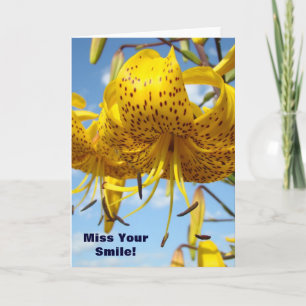 Tarjetas de Te Extraño Flores de Lirio Cielo Azul