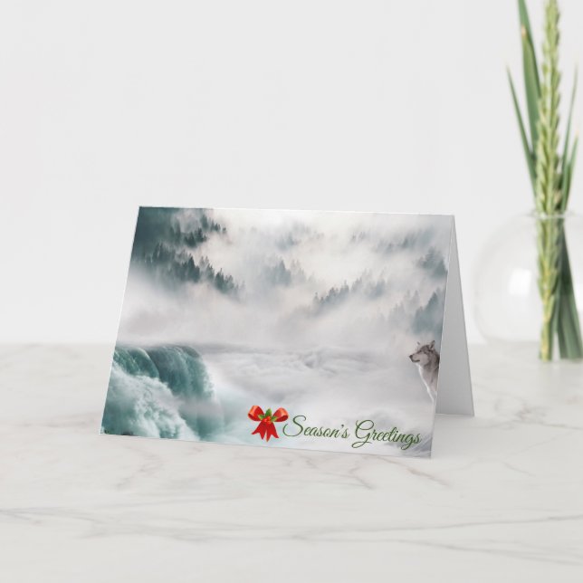 Tarjetas de Temporada de Lobos Saludos Navideños (Anverso)