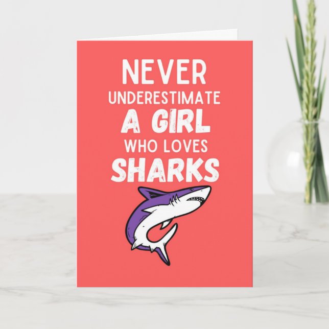 Tarjetas de Tiburón Rosado Lindo para Niñas para N (Anverso)