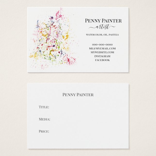 TARJETAS DE TÍTULO Y NEGOCIO DE ARTISTAS (Anverso y reverso)