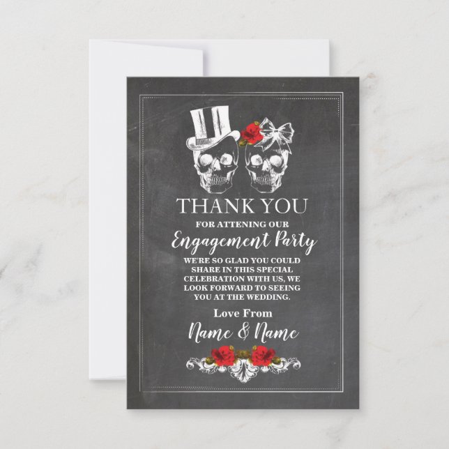 Tarjetas de tiza de Halloween de calaveras Gracias (Anverso)