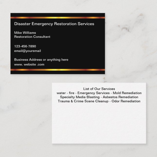 Tarjetas de trabajo de reparación de restauración  (Anverso / Reverso)