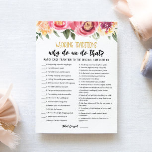 Tarjetas de tradiciones de boda con juego de respu