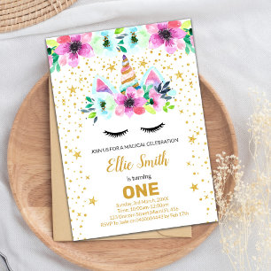 Tarjetas de unicornio verde y rosa de personalizab