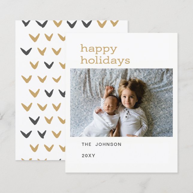 Tarjetas de vacaciones con foto de felices fiestas (Anverso / Reverso)