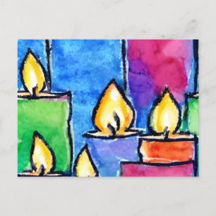 Tarjetas de vacaciones con velas coloridas