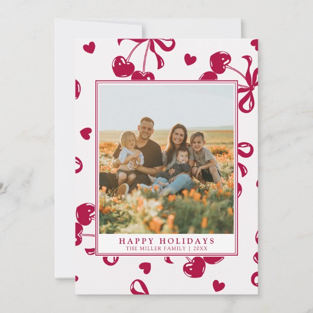 Tarjetas de vacaciones de amor de corazones rojos (Anverso)