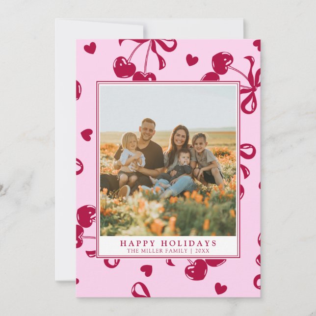 Tarjetas de vacaciones de amor de corazones rojos (Anverso)