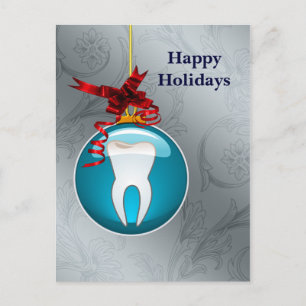 Tarjetas de vacaciones de dentista azul plateado