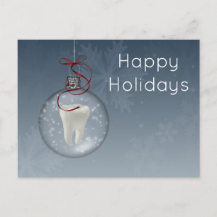Tarjetas de vacaciones de dentista azul plateado