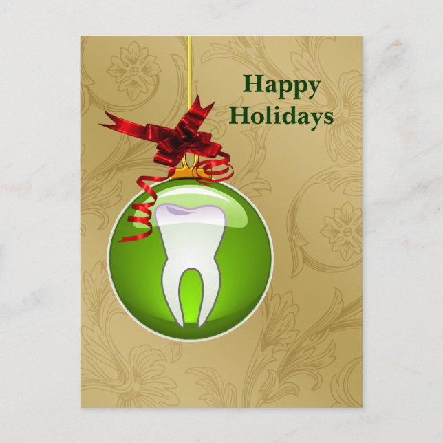 Tarjetas de vacaciones de dentista oro verde (Anverso)