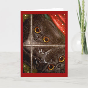 TARJETAS DE VACACIONES DE GATITOS PERSAS NEGROS