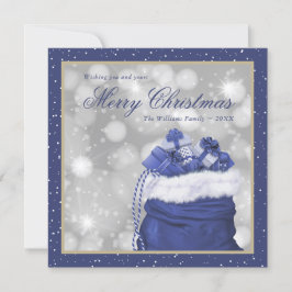 Tarjetas de vacaciones de invierno Blue Merry Chri