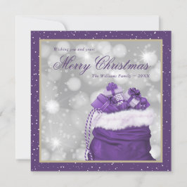 Tarjetas de vacaciones de invierno Purple Merry Ch