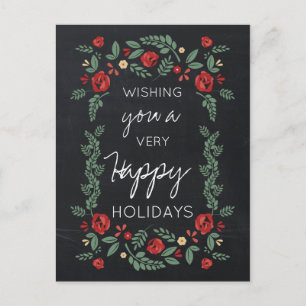 tarjetas de vacaciones de jardín floral de pizarra