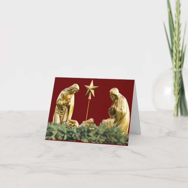 Tarjetas de vacaciones de natividad de oro (Anverso)
