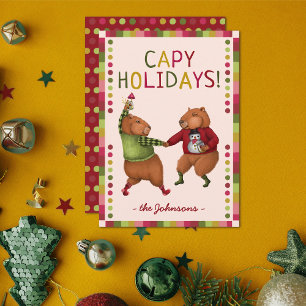 Tarjetas de vacaciones de Navidades Cute Capybara