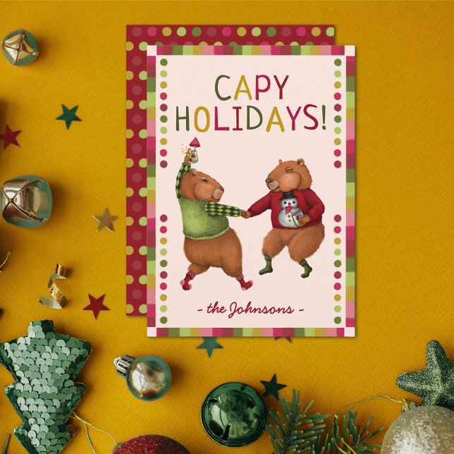 Tarjetas de vacaciones de Navidades Cute Capybara  (Subido por el creador)