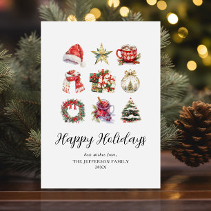 Tarjetas de vacaciones de Navidades de acuarela de