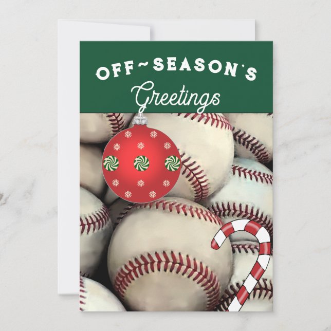 Tarjetas de vacaciones de Navidades de béisbol (Anverso)