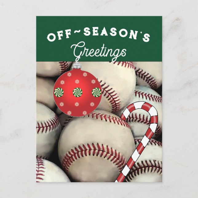 Tarjetas de vacaciones de Navidades de béisbol (Anverso)