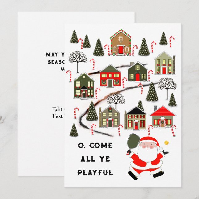 Tarjetas de vacaciones de Navidades de bolas de pó (Anverso / Reverso)